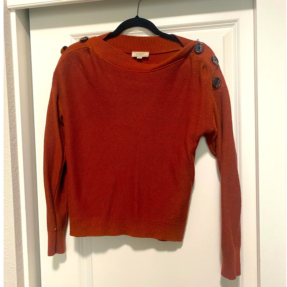 Loft Button Detail Boat Neck Sweater size medium
